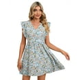 thumbnail image 2 of Yesfashion Women's Floral Plunging V Neck Tie Open Back Summer Short Dress, 2 of 9