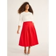 thumbnail image 3 of Free Assembly Women's Belted Cotton Pleated Midi Skirt, Sizes XS-4X, 3 of 5
