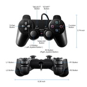 PS2 Controller,2 Packs Wired Controller Compatible with PS2/PS2 Slim/PS1,PS2 Replacement Wired Controller with Dual Vibration,Black