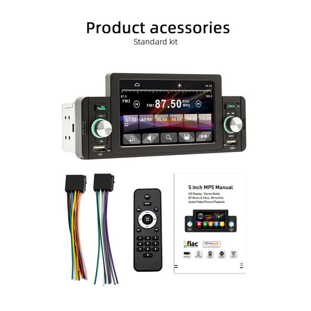 ESSGOO 5 " HD Pantalla Táctil Coche Estéreo Radio 1 Din mirror link Bluetooth MP5 Reproductor FM/TF/USB/AUX De Multimedia huangjie unisex