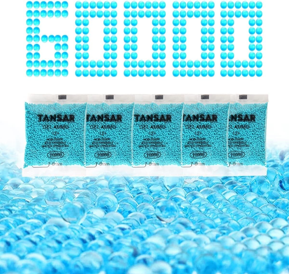 TANSAR Gel Ball Blaster Ammo Bullets 78mm, 7.5mm Water Beads Suitable