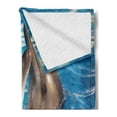 thumbnail image 2 of Dolphin Soft Flannel Fleece Blanket, Aqua Show Pair of Dolphins Dancing in the Pool Animal Family Tenderness Love, Cozy Plush for Indoor and Outdoor Use, 50" x 60", Blue Dark Taupe, by Ambesonne, 2 of 5
