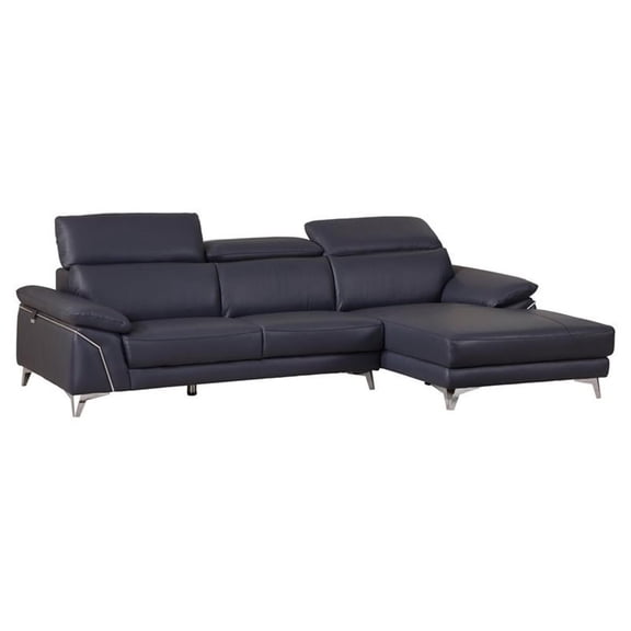 Titan Furnishings Modern Genuine Italian Leather Sectional in Blue