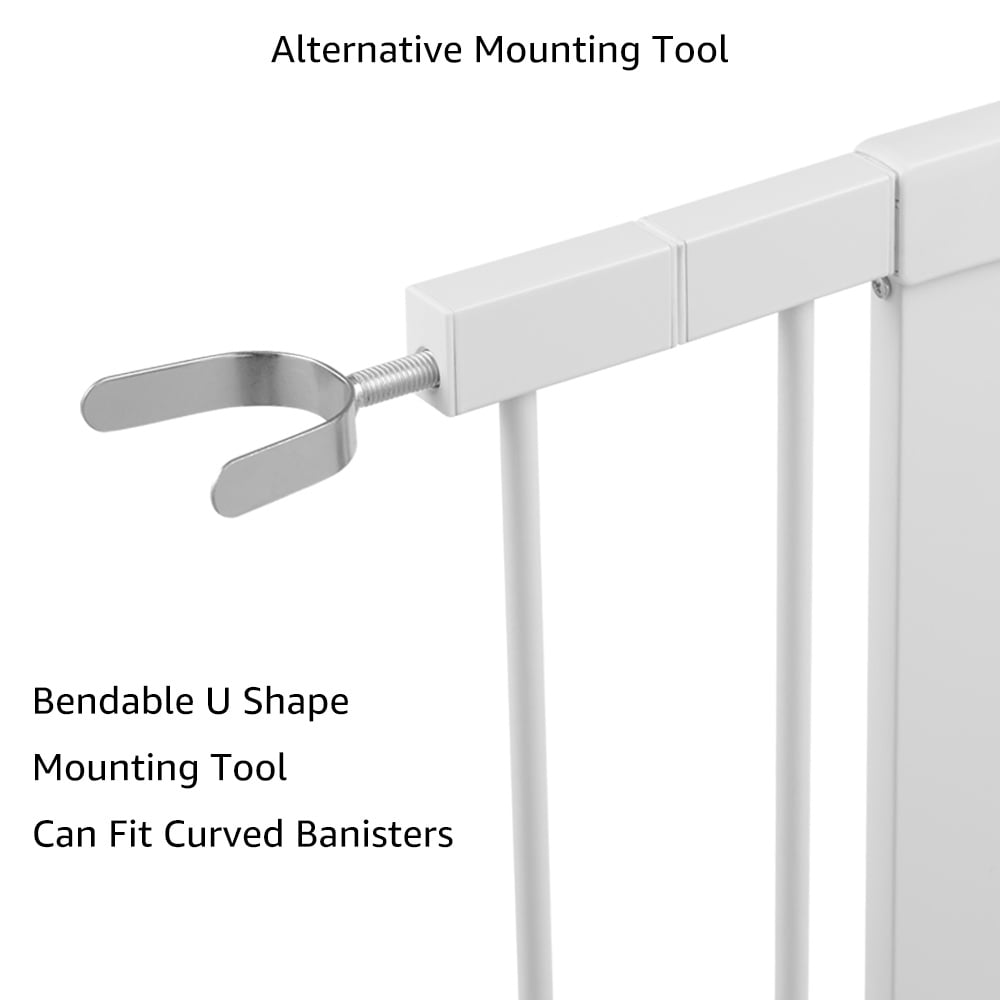 unipaws Clear Dog Gate for Dogs, Walk -Thru Pet Gate for Doorway Stairs , Pressure Mounted, Indoor/Outdoor Use, White