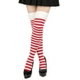 thumbnail image 4 of Christmas Thigh High Socks for Women Fuzzy Trim Over The Knee Socks Warm Long Stockings Watermelon Red A, 4 of 8