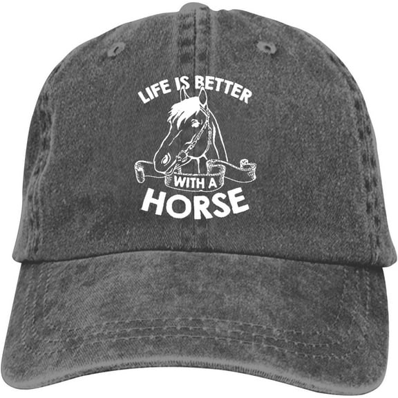 Life is Better With Horse Baseball Cap Vintage Adjustable Washed Hats Cowboy Hats Denim Dad Hat for Men Women Boy Girl