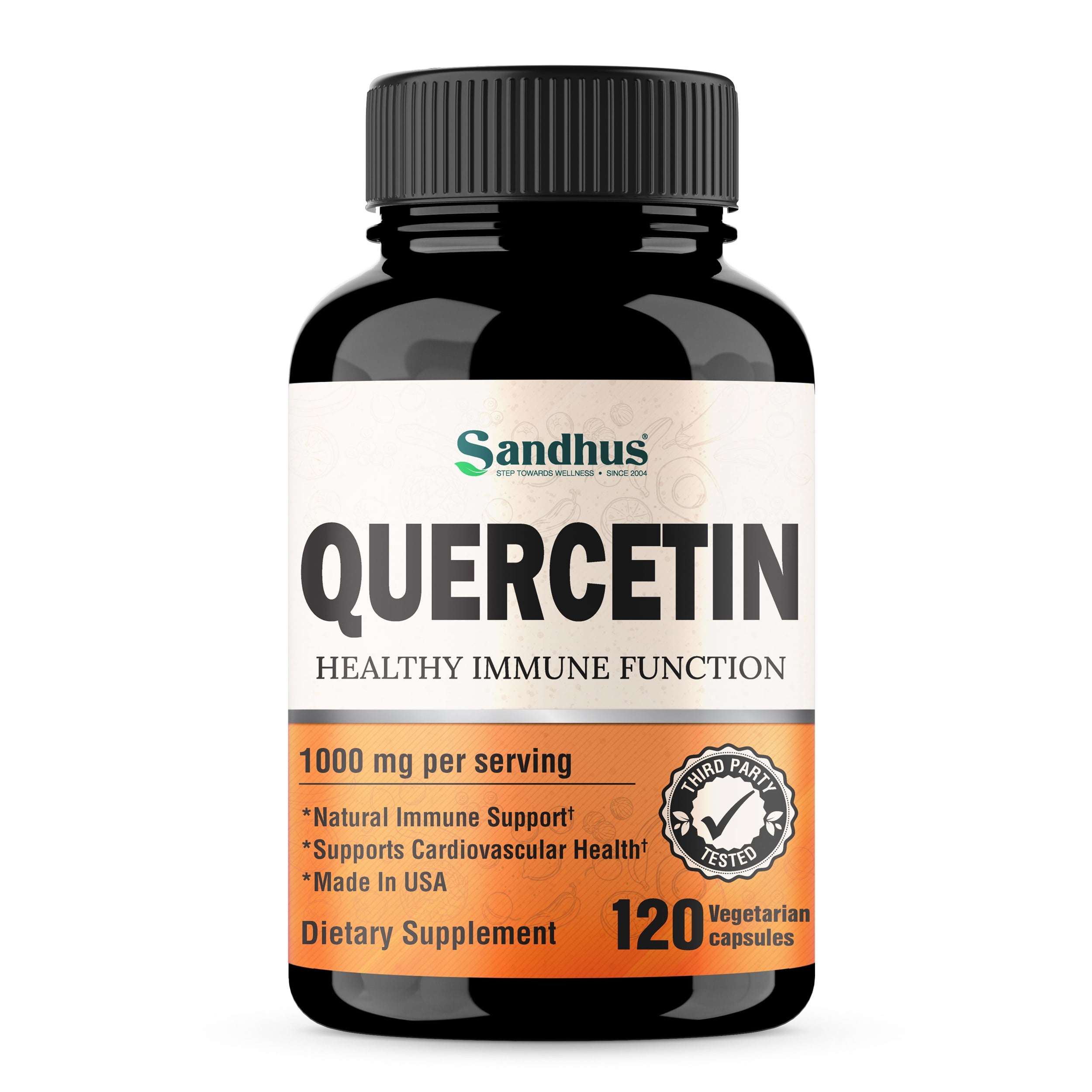 Sandhus Quercetin 1000mg Per Serving Vegetarian Capsules Bioflavonoids