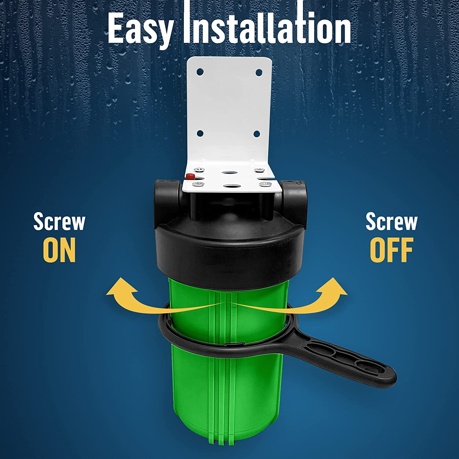 High Capacity 10 x 4.5” Whole House Filter Purifier System for Well or City Water, Presser Relief Button, 1” NPT Brass Port, Double O-ring, Meets NSF Standards & Regulations (Green, 3 Sets)