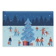 thumbnail image 1 of Ice Skates Cutting Board, Winter Christmas Tree Happy People and Snowy Weather Cartoon Scene, Decorative Tempered Glass Cutting and Serving Board, in 3 Sizes, by Ambesonne, 1 of 2
