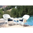 thumbnail image 3 of Jeco 3 Piece Wicker Conversation Set in White with Blue Cushions, 3 of 7