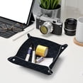thumbnail image 6 of Valet Tray, Black Fish scales Faux Leather Desk Tray Vanity Tray Night Stand Organizer Catch All Tray Key Bowl for Entryway Table, Elegant Valet Tray Storage for Men Women, 6 of 7