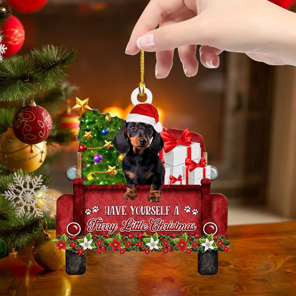 Navidad divertido trineo cachorro colgante acrílico árbol de Navidad mochila decoración interior del coche