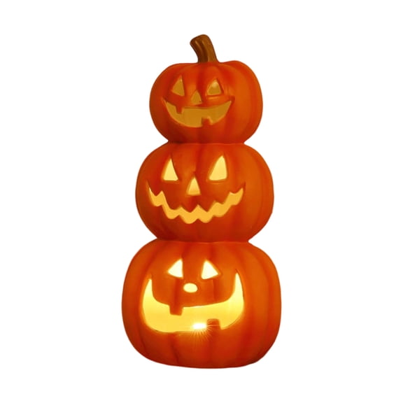 Halloween Pumpkin Decor Lighted Stacked Jack O Lantern for Indoor Outdoor Porch Yard Fall Season Holiday Decoration