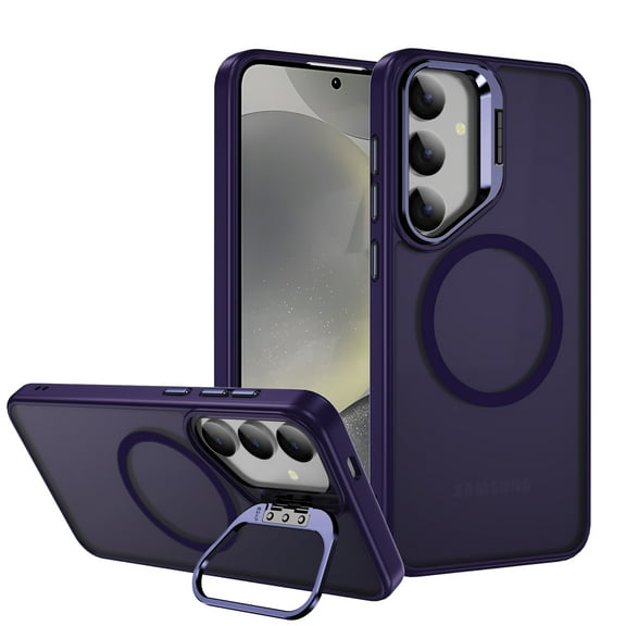 ELEHOLD Case for Samsung Galaxy S25, Anti-Fingerprint Magnetic Case with Camera Lens Stand,Darkpurple