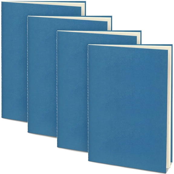 4 Pack Blank Notebooks - 5.5"x 8.3", 60 Pages - Small Journals Bulk, Kraft Paper Notebooks for Drawing & Writing, Sketchbooks with Soft Cover, Unlined Paper, A5 Travel Size