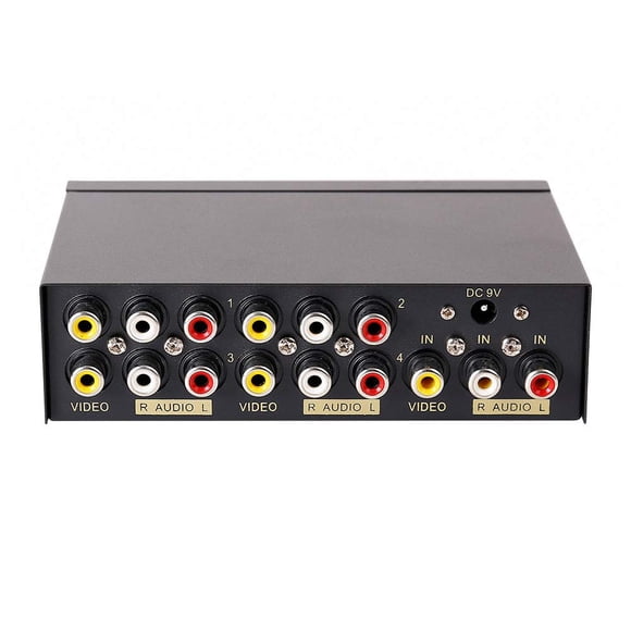 Divisor RCA alimentado por DTECH, 4 vías, 3 RCA, 1 entrada y 4 salidas + adaptador