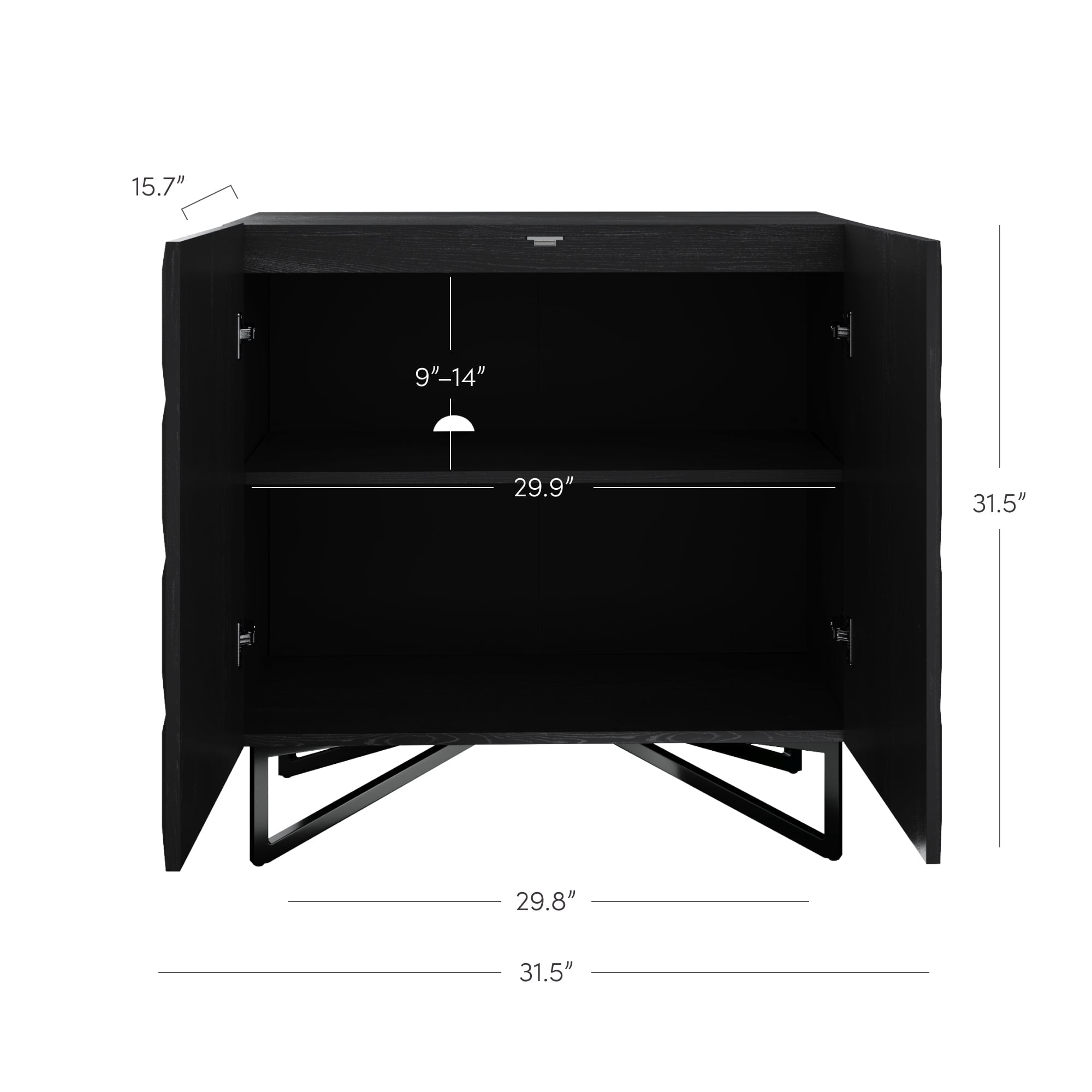 Nathan James Wolfie Wooden Contemporary Entryway Cabinet, Living Room Storage Cabinet or Dining Room Buffet with Sculpted Doors and Metal Legs, Black Oak