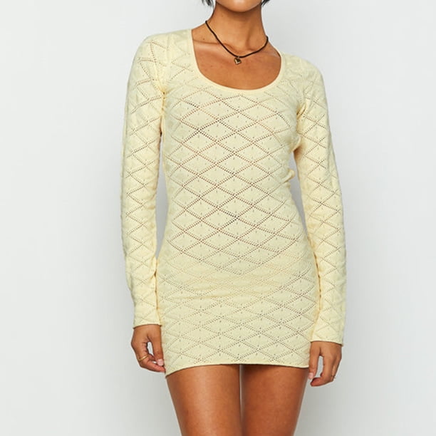 Vestido tipo pareo para mujer Elegante vestido corto de ganchillo Jersey Ver a través de la ropa de playa Hugtrwg Para estrenar