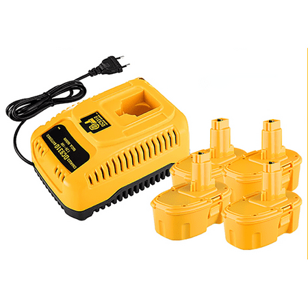 

Vinida DC9310 Replacement Battery Charger for Dewalt 7.2V-18V 2A Battery Charger+4pack Dewalt 18V 4000mAh DC9096 Ni-CD Battery