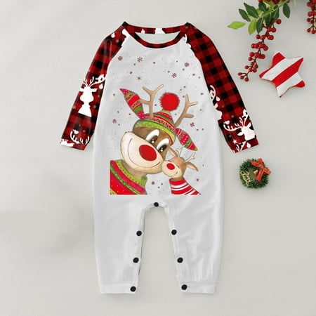 

ERTUTUYI Family Pajama Set Christmas Pajamas Christmas Print Homewear Baby Style White 3M