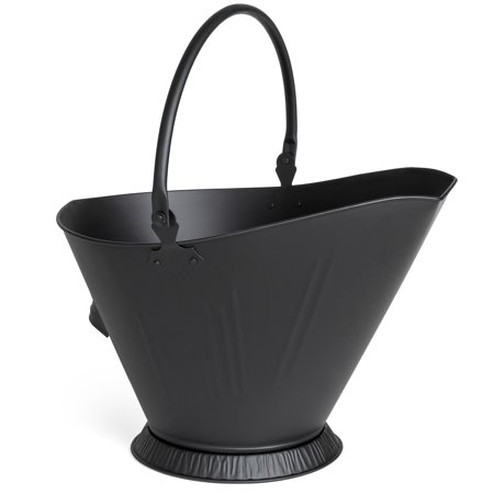 Pit Base - Best Choice Products Indoor Outdoor Large Wide Top Multipurpose Modern Metal Fireplace Pit Furnace Ash Bucket Storage Container w/ Built-In Handle, Support Base - Black