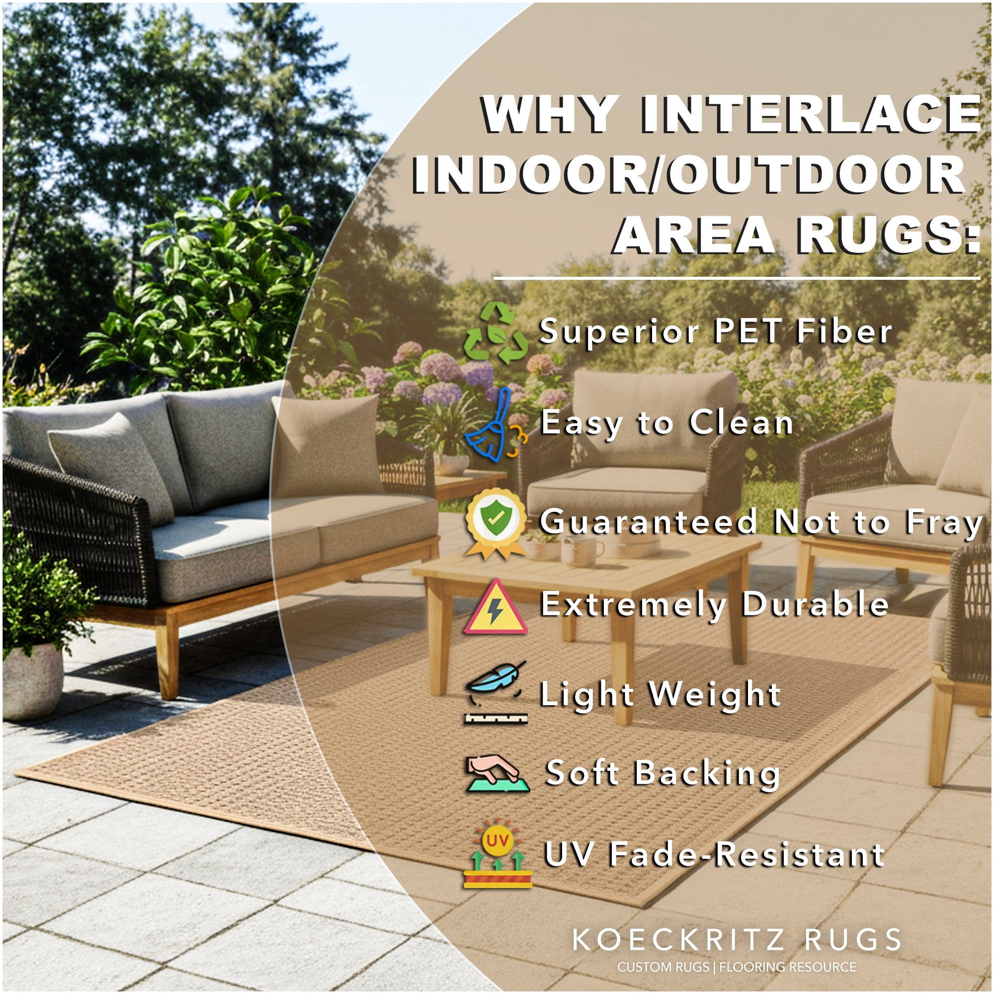 2'x3' Soft and Durable Interlace Indoor - Outdoor Area Rugs Lightweight and Flexible for Easy Cleaning and Transport (Color: Chestnut)