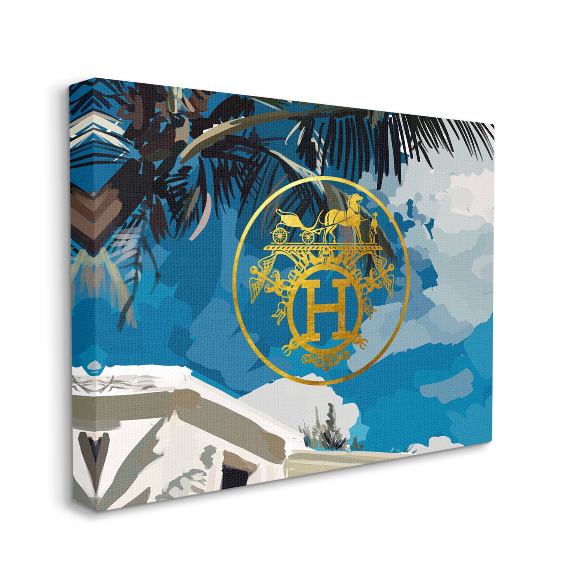 Stupell Industries Glam Emblem Villa Botanical & Floral Painting Gallery Wrapped Canvas Art Print Wall Art, 20 x 16