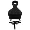 thumbnail image 5 of Honeeladyy Summer Sales Crisscross Cut Out Vest for Women Sexy Halter Wrap Bandage Self Tie Crop Tops Backless Sleeveless Summer Tank Tops Black, 5 of 6