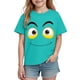 thumbnail image 5 of Blusas y camisas de manga corta con cuello redondo para niños y niñas, color liso, con estampado de expresión linda, manga corta, holgadas y cómodas, blusa para niña, 5 of 6