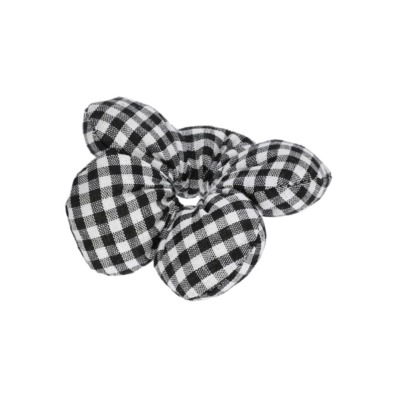 Weekend Academy Girls Gingham Flower Scrunchie, Black/White