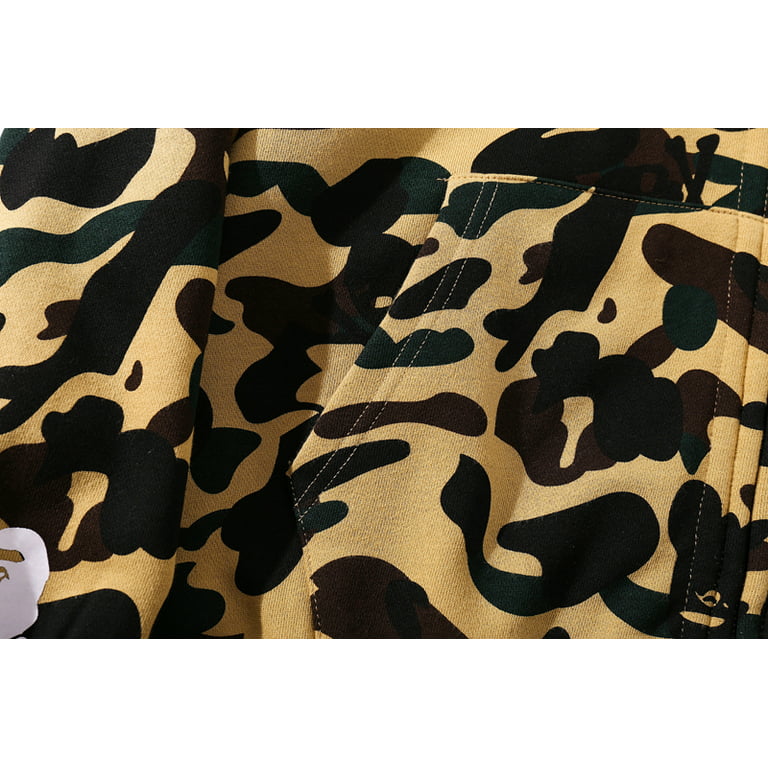 BAPE Shark Cotton Hoodie Street Fashion Camouflage Double Hooded  Jacket,CAMO Black