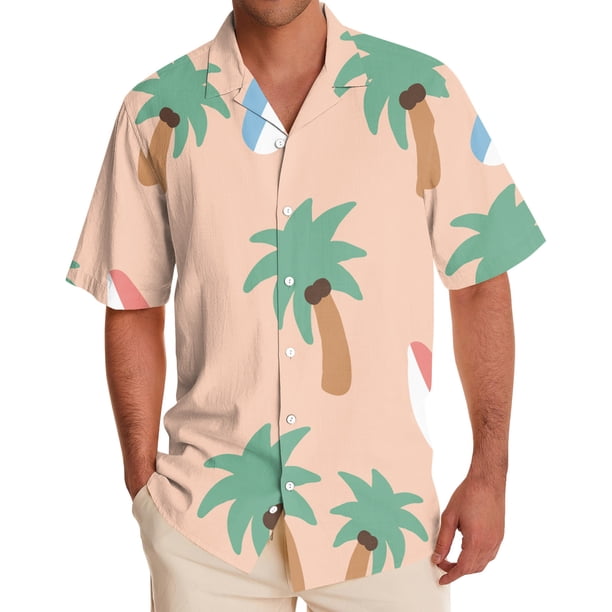 Short Sleeve Button Shirt Men'S Casual Short Sleeve Shirt Loose Shirt With Pocket M