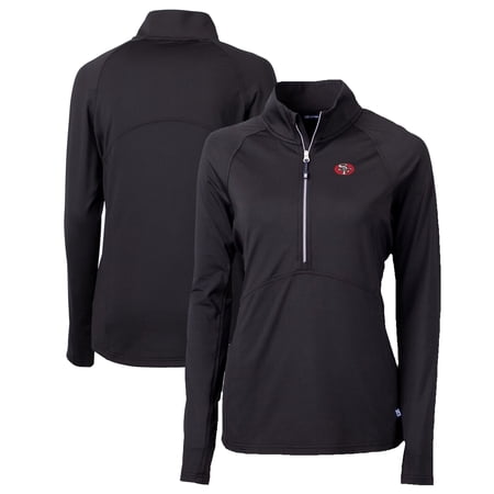 Women s Cutter & Buck Black San Francisco 49ers Throwback Logo Adapt Eco Knit Stretch Recycled Half-Zip Pullover Top