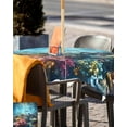 thumbnail image 5 of Hokiten Outdoor Tablecloths with Umbrella Hole & Zipper, Underwater Animals 60x60 Inch Square Tablecloths, Turtle Shark Coral Coastal Fish Waterproof Table Cloth, Patio/Pool/Picnic Table Covers, 5 of 7