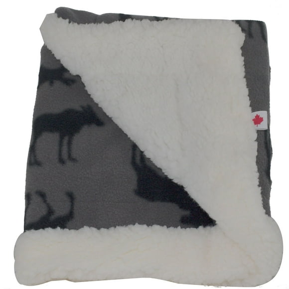 CosyCare Baby Blanket Moose Grey Fleece/Sherpa Chenille