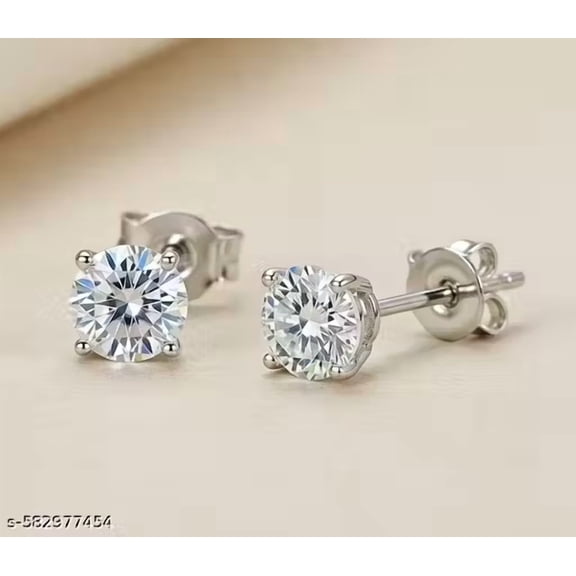 925 Sterling Silver Lab-Grown Diamond Round Solitaire Stud Earrings