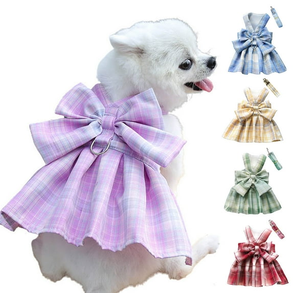 Walbest Cat Harness and Leash Set, Escape Proof Safe Adjustable Kitten Plaid Vest Harnesses for Walking, Pet Cats Puppy Soft Chest Strap Dress Traction Rope Kit for Pet Training