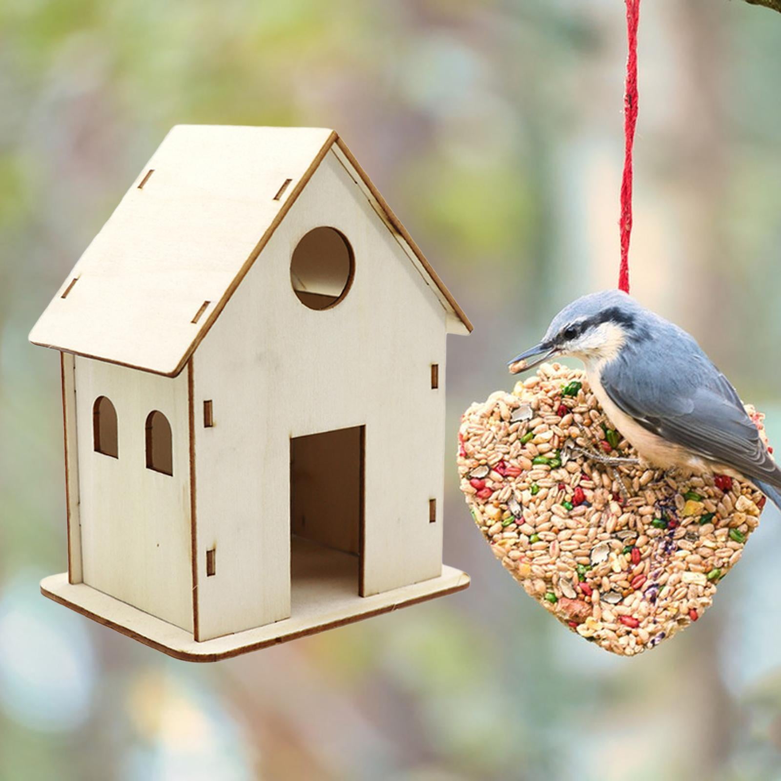 DYNWAVECA DIY Wood Bird Nest Birdhouse Handmade Bird Nesting Box