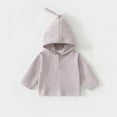 thumbnail image 2 of Lenpel Toddler Baby Hoodies Cotton Long Sleeve Textured Knit Hooded Sweatshirts Unisex Newborn Infant Pullover Tops(Purple,9-12 Months), 2 of 6