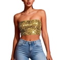 thumbnail image 2 of EaskTriop Sequin Strapless Tube Top for Women, Sparkly Bandeau Bra Cropped Tank Top Shiny Glitter Party Clubwear Comfortable Bralette, 2 of 6
