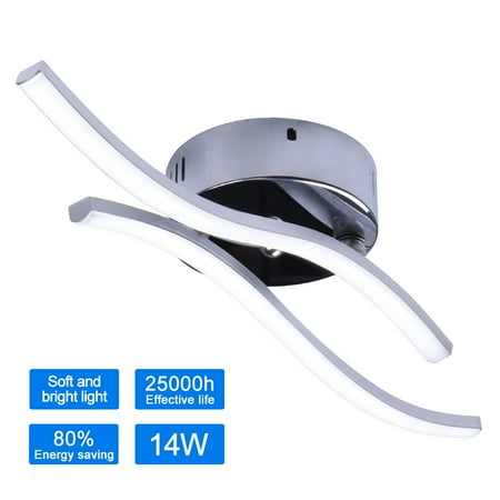 

TureClos Led Wave Ceiling Lamp Bifurcated Shaped Ceiling Lamp Modern Minimalist LED Pendant Lights 14W 2 LED Strips