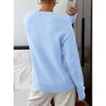 thumbnail image 6 of BTFBM Women Long Sleeve Crew Neck Sweaters Tops, 2 in1 Knitted Pullover, Deco Buttons, Oversized, Stretchy, Vacation, Business Casual Outfits, Fall Winter Trendy, 6 of 9