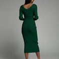 thumbnail image 3 of Women Casual Long Sleeve Bodycon Knit Sweater Dress Crew-Neck Slim Fit Mid Long Dress Basic Solid Color Dresses, 3 of 7