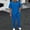 Blue, variant on YHAJDS Mens Summer Track Suits Pocket Colorblock Button Jacket and Pants Set Polo Style