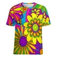 thumbnail image 5 of Nostalgic Vintage Floral Women's Short Sleeve T-Shirt Crew Neck Casual Summer Trendy Loose Fit Tops, 5 of 6