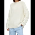 thumbnail image 2 of Suéter de Cuello Redondo para Mujer, Larga, Farol, Tejido , Holgado e Informal Crema L, 2 of 10