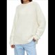 thumbnail image 2 of Suéter de Cuello Redondo para Mujer, Larga, Farol, Tejido , Holgado e Informal Crema S, 2 of 10