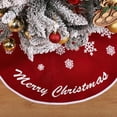 thumbnail image 3 of Burlap Christmas Tree Skirt, 30 Inch Red Tree Skirt with White Snowflakes and Merry Christmas Words, for Xmas Holiday Home Decoration, 3 of 6