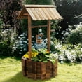 thumbnail image 2 of Bapipro Big Wishing Well Planter with Hanging Bucket for Flower and Plants, Wooden, Brown, 2 of 7