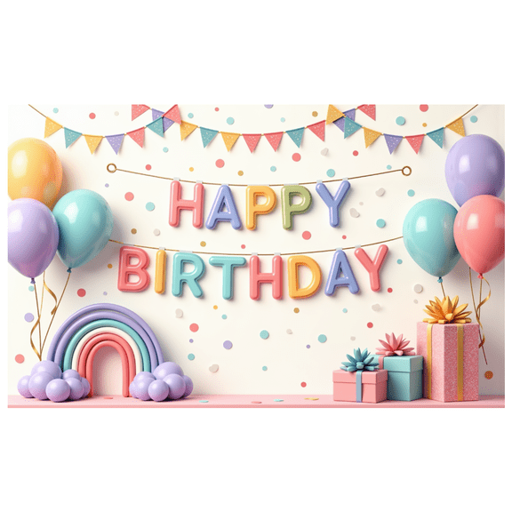 Colorful Theme Birthday Party Banner Rainbow Design Party Backdrop Balloon Decoration for Kids Celebration Indoor Decoration Event Decoration